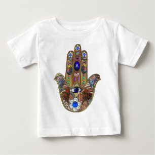 Camiseta De Bebé Judaica Hamsa Hearts Flowers Opal Art Print