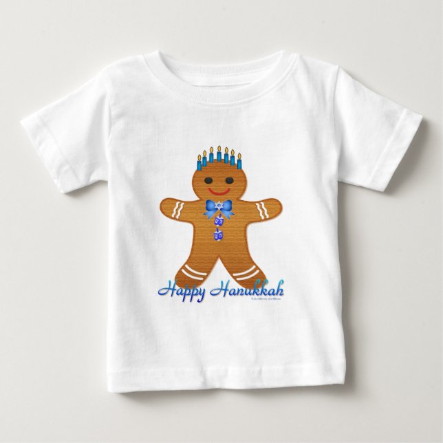 Camiseta De Bebé Judaica Hanukkah Gingerbread Man Menorah (Anverso)
