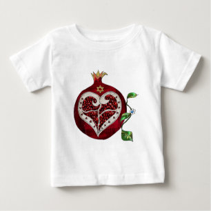 Camiseta De Bebé Judaica Pomegranate Heart Hanukkah Rosh Hashanah