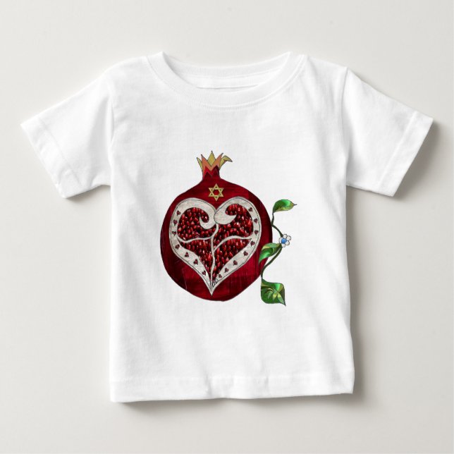 Camiseta De Bebé Judaica Pomegranate Heart Hanukkah Rosh Hashanah (Anverso)
