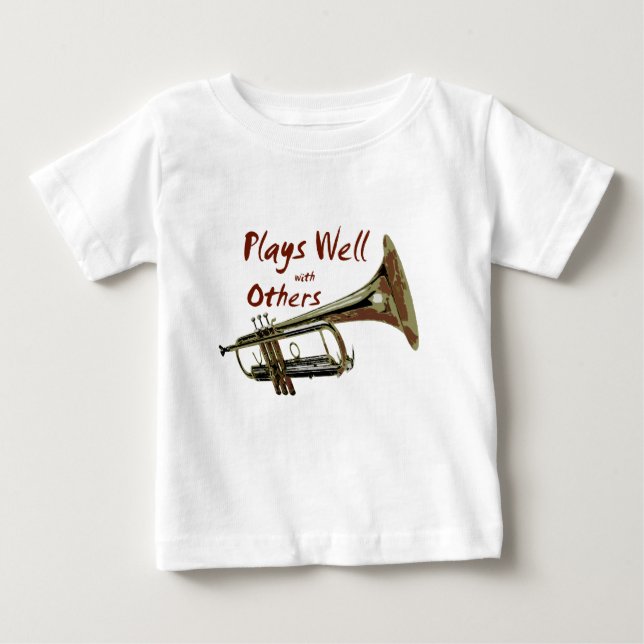 Camiseta De Bebé Juega bien con otros/ trompeta (Anverso)