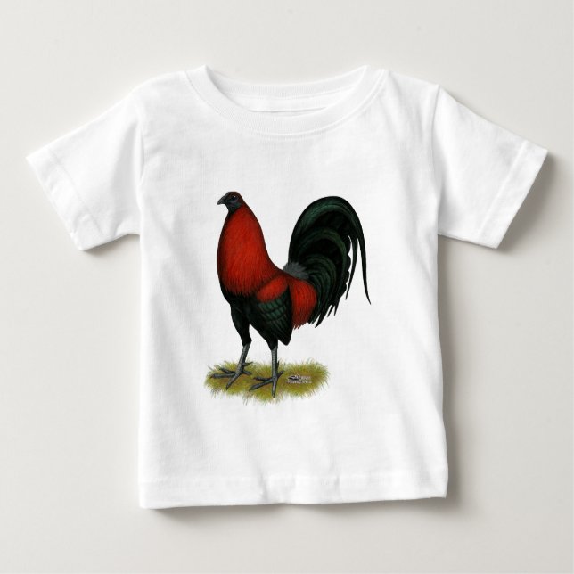 Camiseta De Bebé Juego americano BB Rojo Negro Rooster (Anverso)