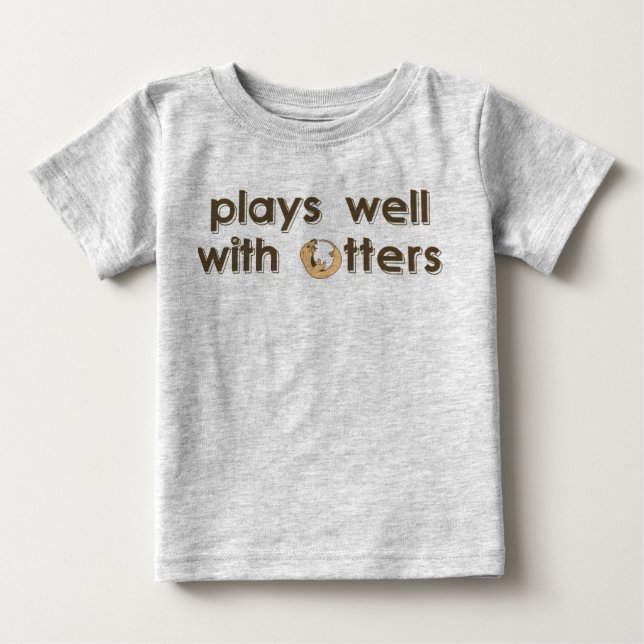Camiseta De Bebé Juegos bien con las nutrias (Anverso)