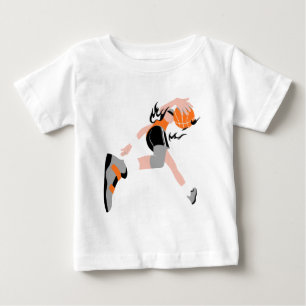 Camiseta De Bebé Jugador de Baloncesto Ardiente Gráfico de Mate