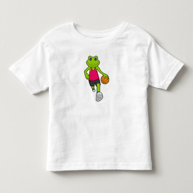 Camiseta De Bebé Jugador de baloncesto de rana Baloncesto (Anverso)