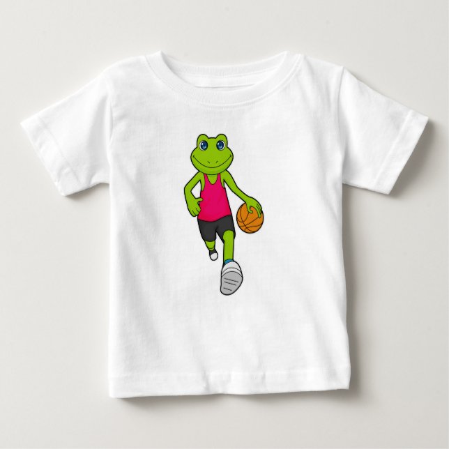 Camiseta De Bebé Jugador de baloncesto de rana Baloncesto (Anverso)