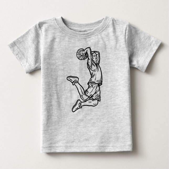 Camiseta De Bebé Jugador de baloncesto Haciendo Slam Dunk Dark Desi (Anverso)