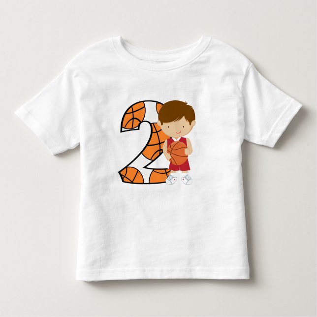 Camiseta De Bebé Jugador de baloncesto rojo y blanco de cumpleaños  (Anverso)