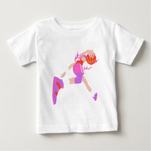 Camiseta De Bebé Jugador de Baloncesto Rosa Gráfico de Mate