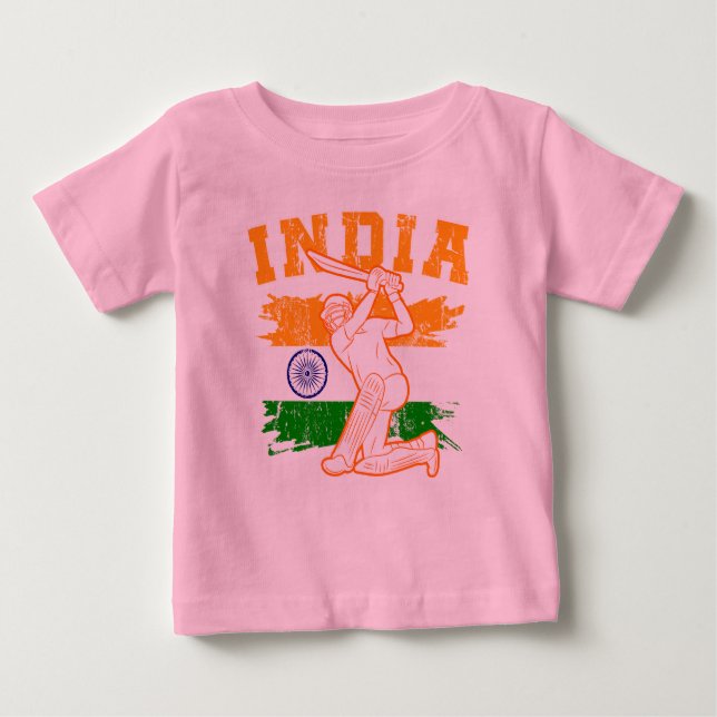 Camiseta De Bebé Jugador de Cricket de la India (Anverso)