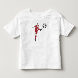 Camiseta De Bebé Jugador de Fútbol Retro Pateando Balón en Acción d