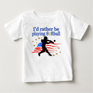 CAMISETA DE BEBÉ JUGADORA DE SOFTBOL DE EE. UU. AMA EL DISEÑO DE SO