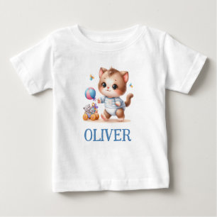 Camiseta De Bebé Jugando a Gatito Cute Personalizado