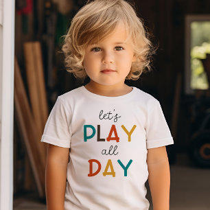 Camiseta De Bebé Juguemos todo el día   Diversión de tipografía col