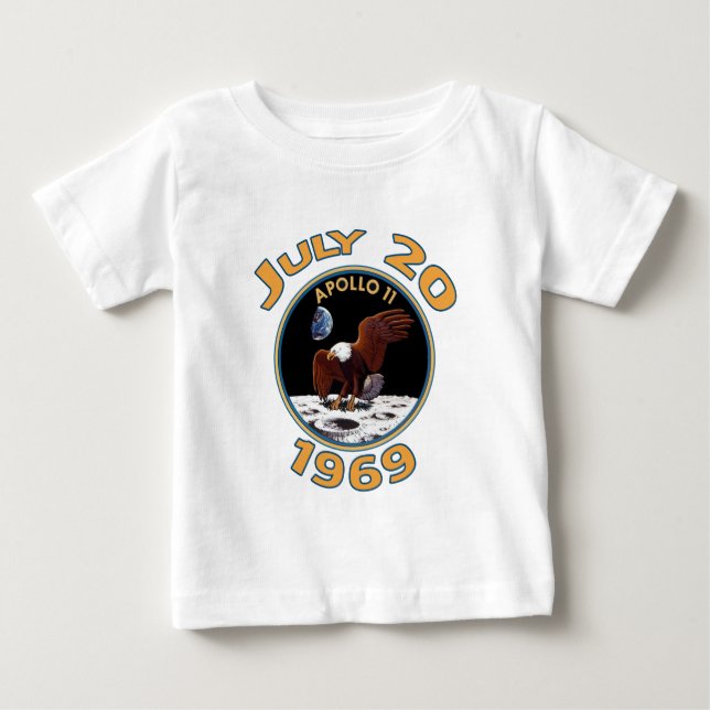 Camiseta De Bebé July 20, 1969 Apollo 11 Mission to the Moon (Anverso)