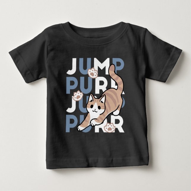 Camiseta De Bebé Jump Purr Jump: Playful Cat Design con arte divert (Anverso)