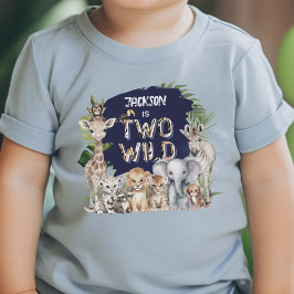 Camiseta De Bebé Jungla Safari Azul Dos Cosas de Cumpleaños de Chic