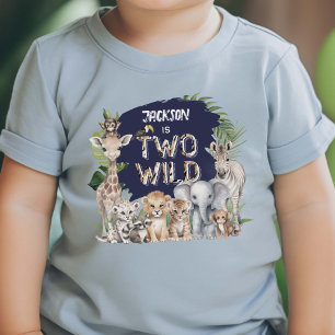 Camiseta De Bebé Jungla Safari Azul Dos Cosas de Cumpleaños de Chic