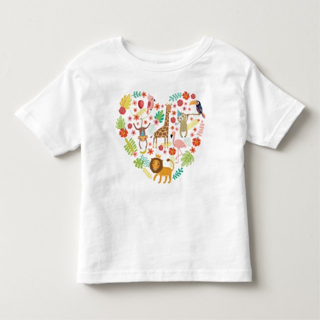 Camiseta De Bebé Jungla Safari, Corazón Safari Cute, (Anverso)
