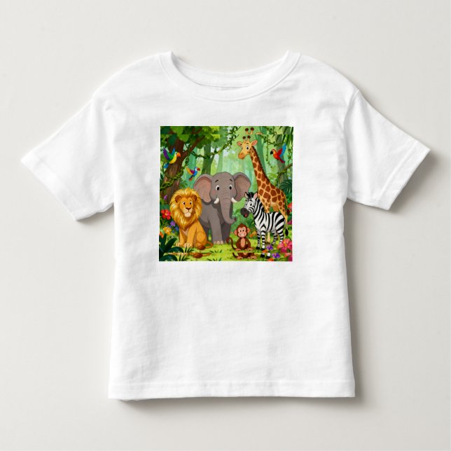 Camiseta De Bebé Jungle Animal Toddler T-Shirt | Soft Cotton Tee" (Anverso)