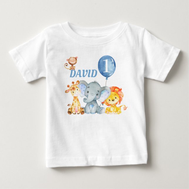 Camiseta De Bebé Jungle Animales Safari Cute Niño Cumpleaños (Anverso)