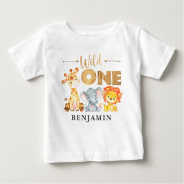 Camiseta De Bebé Jungle Wild One First Birthday Baby Animals