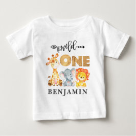Camiseta De Bebé Jungle Wild One First Birthday Baby Animals Baby T