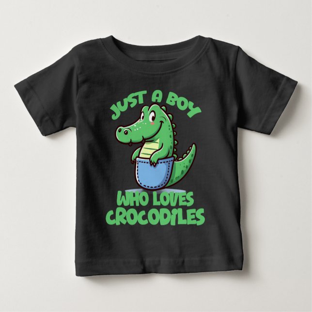 Camiseta De Bebé Just A Boy Who Loves Crocodiles (Anverso)