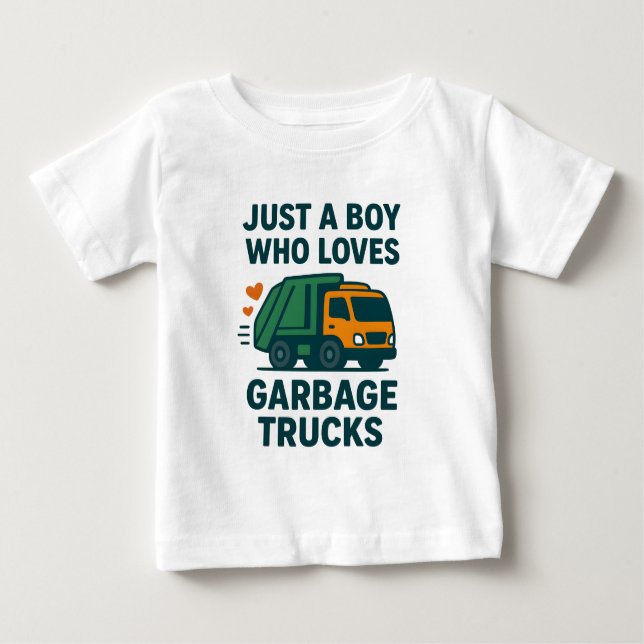 Camiseta De Bebé Just a Boy Who Loves Garbage Trucks Kids           (Anverso)