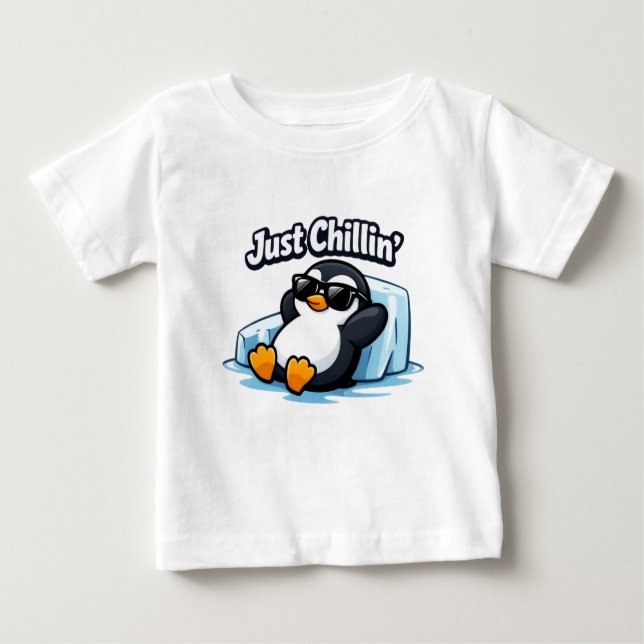 Camiseta De Bebé JUST CHILLING PINGUIN Throw Pillow (Anverso)