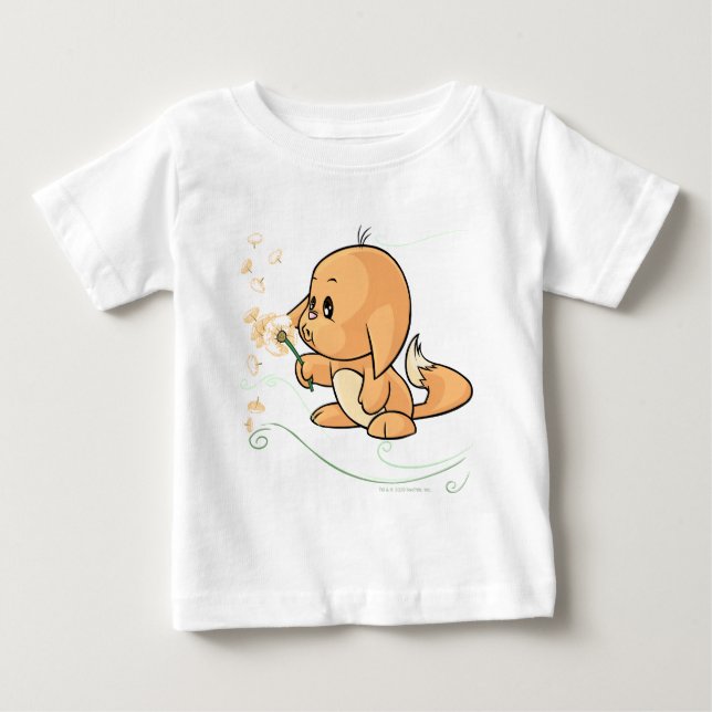 Camiseta De Bebé Kacheek anaranjado que desea en un diente de león (Anverso)