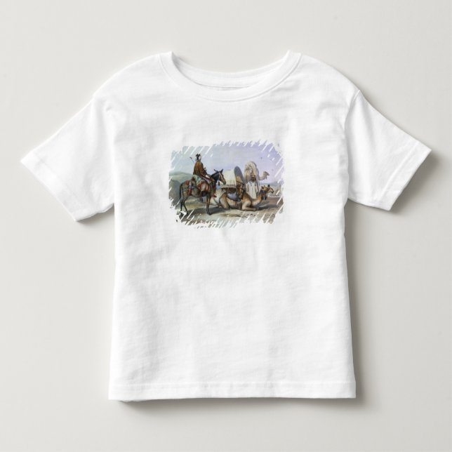 Camiseta De Bebé Kafila con un camello que lleva un Hodesh, (Anverso)