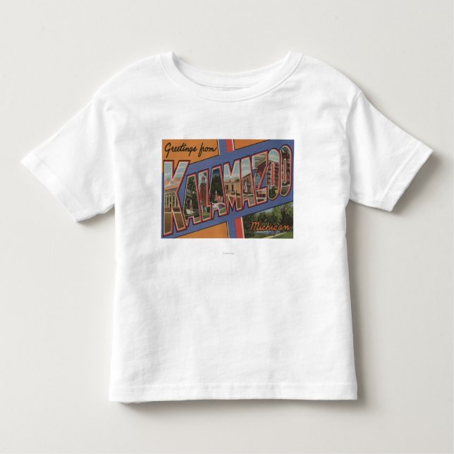 Camiseta De Bebé Kalamazoo, Michigan - escenas grandes de la letra (Anverso)