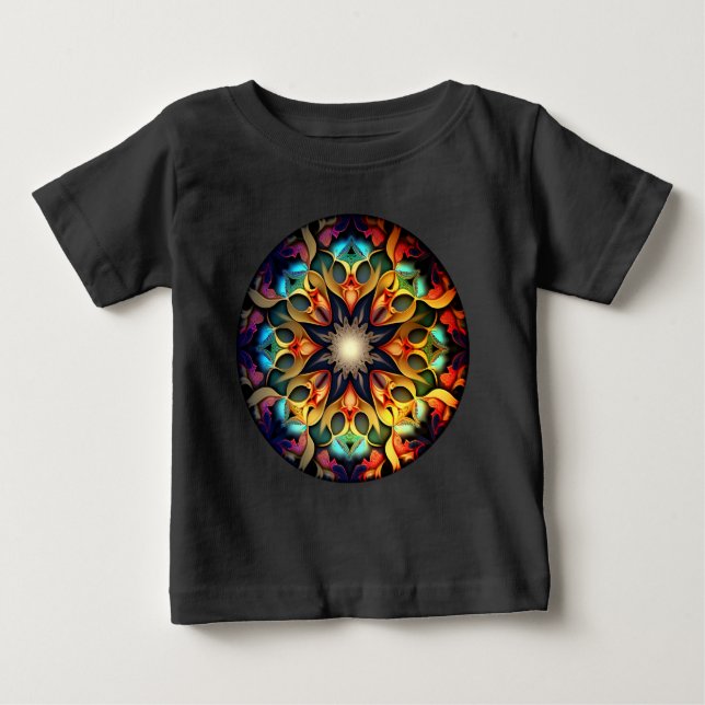 Camiseta De Bebé Kaleidoscope Mandala Flower Design-23091 (Anverso)