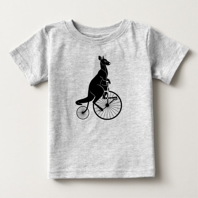 Camiseta De Bebé Kangaroo Riding Vintage Bike Rompwe (Anverso)