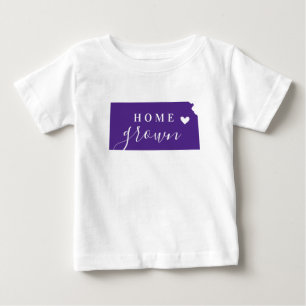 Camiseta De Bebé Kansas Criado en Casa Púrpura y Blanco