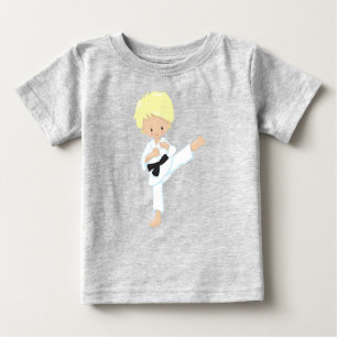 Camiseta De Bebé Karate Boy, Cute Boy, Cabello rubio, Cinturón negr