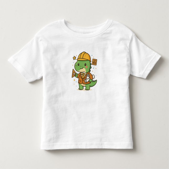 Camiseta De Bebé Kawaii  Architect Dinosaur – Cute Dino Jobs (Anverso)