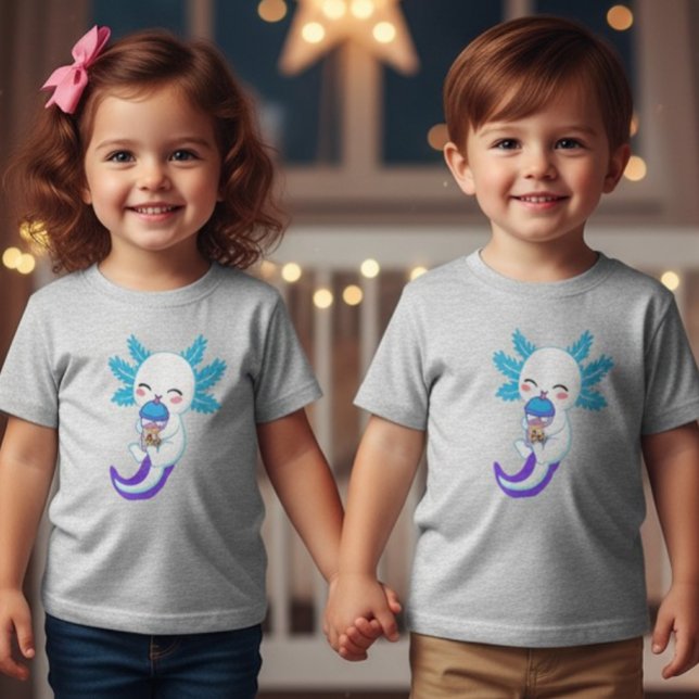 Camiseta De Bebé Kawaii Axolotl Boba Tea Toddler T-Shirt (Subido por el creador)