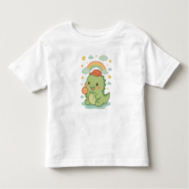 Camiseta De Bebé Kawaii Baby Dino with Candy Popsicle 🍭🦖☁️☀️