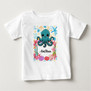 Camiseta De Bebé Kawaii bajo el pulpo marino