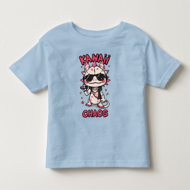 Camiseta De Bebé Kawaii Chaos Cool Axolotl Sunglasses LeatherJacket (Anverso)