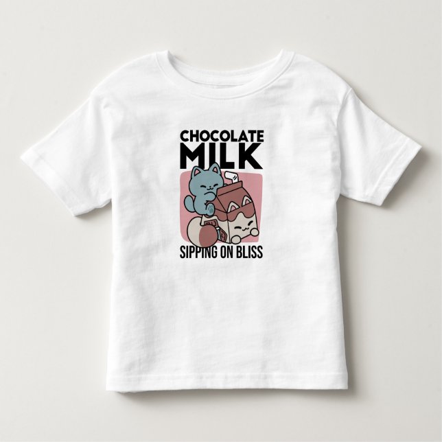 Camiseta De Bebé Kawaii Chocolate Milk Cat – Cozy Drink & Cuteness  (Anverso)
