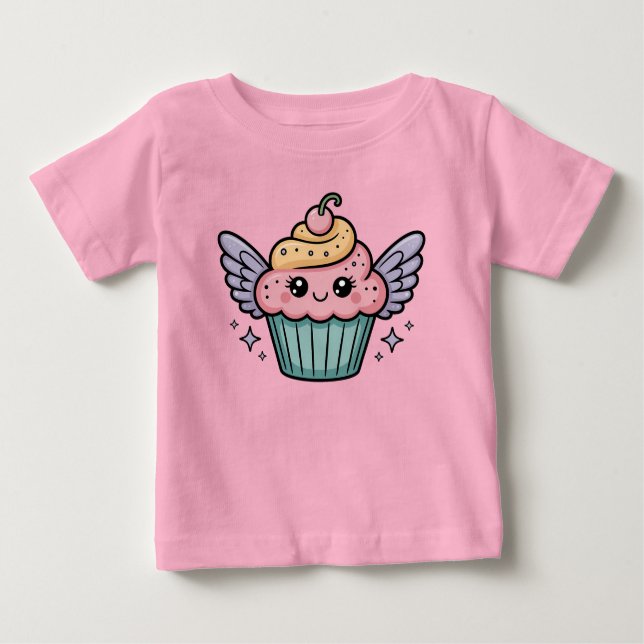 Camiseta De Bebé  Kawaii Cupcake (Anverso)
