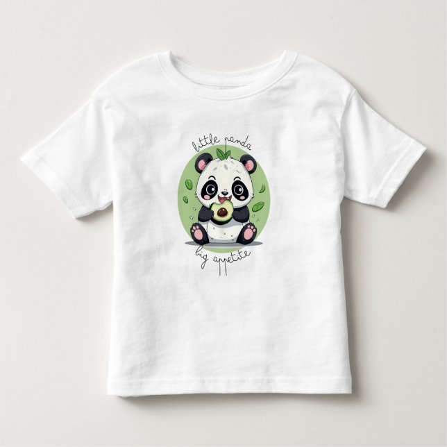 Camiseta De Bebé Kawaii Cute Baby Panda Comer Aguacate (Anverso)