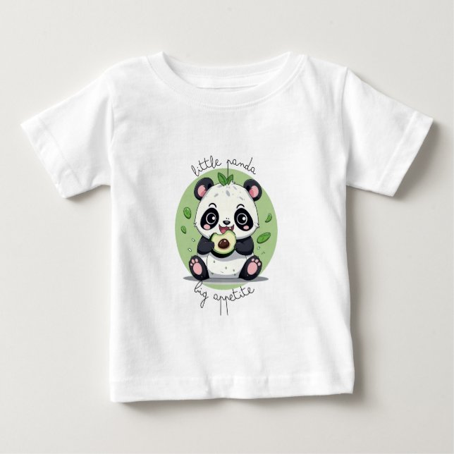 Camiseta De Bebé Kawaii Cute Baby Panda Comer Aguacate (Anverso)