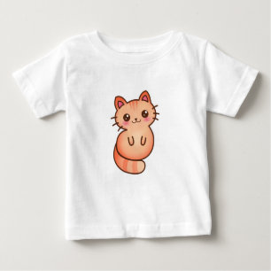 Camiseta De Bebé Kawaii Cute Naranja Cat Ilustracion