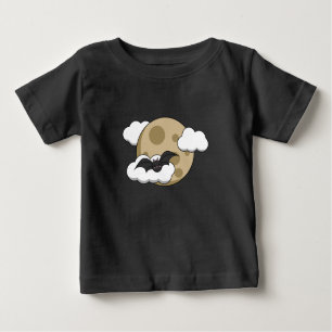 Camiseta De Bebé Kawaii Feliz Bat volando a plena Luna