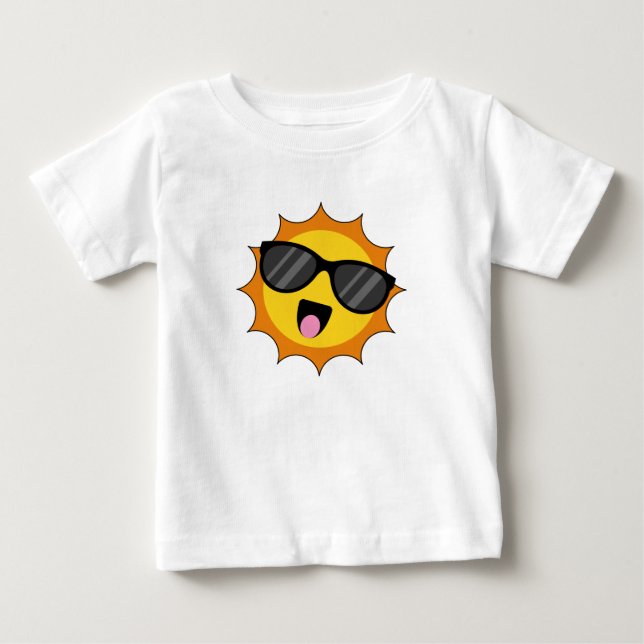 Camiseta De Bebé Kawaii Happy Sun con gafas de sol (Anverso)