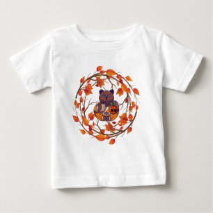 Camiseta De Bebé Kawaii lindo gato japonés otoño Halloween